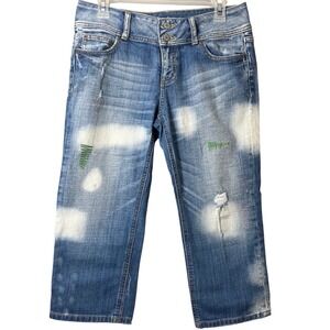 Victoria's Secret VS Hipster Distressed Capri Jeans Size 6 Y2K Boho Embroidered